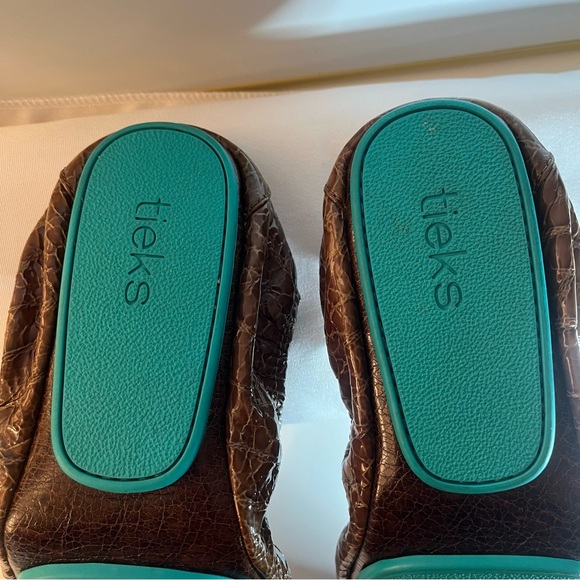 Tieks Women's Italian Leather Brown Croc Ballet Flats - Office 01 - Picture 9 of 15